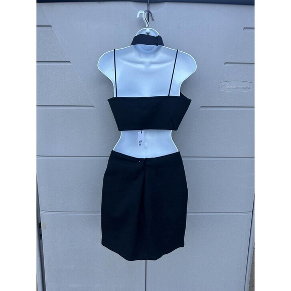Revolve By the Way Alayna Black Ponte Knit Chocker Crop Top & Skirt Set Sz M NEW - Picture 4 of 14